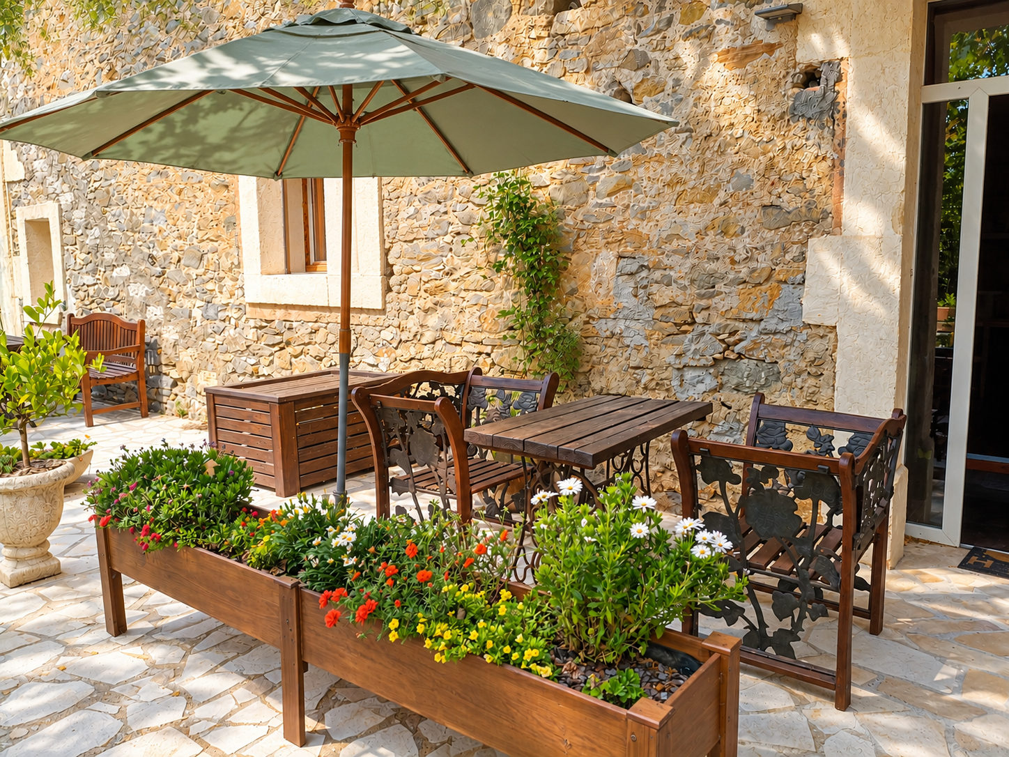 Terrasse du gîte Les Pipistrelles